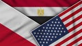 Egypt United States of America Poland Flags Together Fabric Texture Illustration