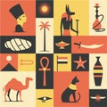 Egypt, vector flat illustration, icon set, travel background, pattern Royalty Free Stock Photo