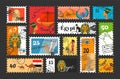 Egypt vintage mail post stamp set vector flat illustration. Letter parcel delivery postage mark