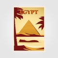 Egypt vintage poster illustration design with pyramid and nile rivers background design