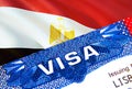 Egypt Visa in passport. USA immigration Visa for Egypt citizens focusing on word VISA. Travel Egypt visa in national Royalty Free Stock Photo