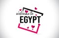 Egypt Welcome To Word Text with Handwritten Font and Red Hearts Square