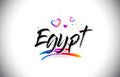 Egypt Welcome To Word Text with Love Hearts and Creative Handwritten Font Design Vector