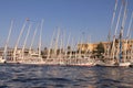 Egypt. White sailboats on the Nile river on a clear sunny day. Royalty Free Stock Photo