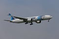 Egyptair Boeing 777-300 landing Royalty Free Stock Photo