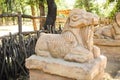 Egyptian animal statue in zoo.