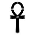 Egyptian ankh icon. Black occult symbol immortality with eye horus in center.