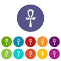 Egyptian ankh icons set vector color