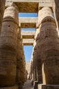 Egyptian Art. Columns with drawings in the Karnak Temple Royalty Free Stock Photo