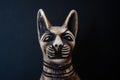 Egyptian black bastet cat figurine on black background Royalty Free Stock Photo