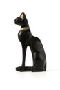 Graceful black cat Egyptian souvenir figurine on white background Royalty Free Stock Photo