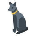 Egyptian black cat icon, isometric style