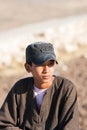 Egyptian boy near Abu Simbel Temple, Egypt Royalty Free Stock Photo