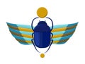 Egyptian bug-beetle with wings. Symbolism of ancient Egypt. Scarabeus beetle. Scarab bug