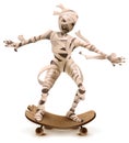 Egyptian cartoon mummy monster roll on skateboard Royalty Free Stock Photo