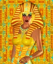 Egyptian, Cleopatra in our modern digital art style, close up.