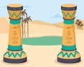 egyptian columns in desert Royalty Free Stock Photo