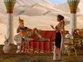 Egyptian Couple and Bench Royalty Free Stock Photo