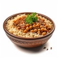 Egyptian Cuisine: Lentils and Rice in a Bowl. Perfect for Recipe Books and Food Blogs.