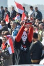 Egyptian demonstrator wearing mask Royalty Free Stock Photo