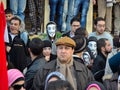 Egyptian demonstrators wearing masks Royalty Free Stock Photo