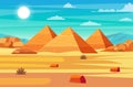 Egyptian desert with pyramids.