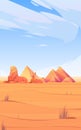 Egyptian desert with pyramids, sphinx and Anubis