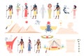 Egyptian element. Ancient egypt civilization and culture. Gods and goddess statues, pyramid and sphinx. Pharaoh symbol