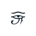 Egyptian Eye of Horus in minimalist style, flat vector illustration isolated. Royalty Free Stock Photo