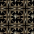 Egyptian eyes seamless pattern. African tribal ethnic vector background with abstract shapes, hieroglyphs, symbols, signs, all Royalty Free Stock Photo