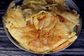 Egyptian Feteer meshaltet, layers upon layers of pastry dough with loads of ghee or butter in between, one of the famous Egyptian