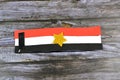 Egyptian flag colors and a star by glittered colorful Eva foam sheets, colored cardboard, rubber pad, sponge papers for school