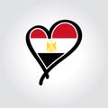 Egyptian flag heart-shaped hand drawn logo. Vector illustration. Royalty Free Stock Photo