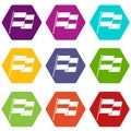 Egyptian flag icon set color hexahedron Royalty Free Stock Photo