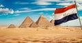 Egyptian flag and pyramids Royalty Free Stock Photo