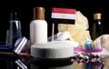 Egyptian flag in the soap with all the products for the people Royalty Free Stock Photo