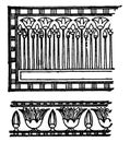 Egyptian Floral Ornament Form, masses of unbroken wall, vintage engraving