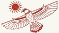 Egyptian flying eagle, vibrant sun symbol, ancient power, vector design Generative AI Royalty Free Stock Photo
