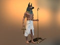 Egyptian god Anubis with his traditional accessories