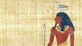 Egyptian God of Earth Geb on a Papyrus Background