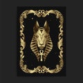 The egyptian god seth or anubis, with engraving, handrawn, luxury, esoteric, boho style, fit for paranormal, tarot reader,