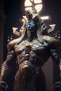 Egyptian god standing tall in cinematic scene digital art