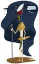 The Egyptian God Thoth with a staff and a scroll