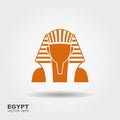 Egyptian golden pharaohs mask icon. Flat illustration of egyptian golden pharaohs mask