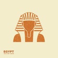 Egyptian golden pharaohs mask icon. Illustration of egyptian golden pharaohs mask. Flat icon with scuffed effect Royalty Free Stock Photo