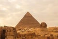 Egyptian Great Sphinx and pyramids of Giza in Cairo, Egypt Royalty Free Stock Photo