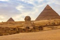 Egyptian Great Sphinx and pyramids of Giza in Cairo, Egypt Royalty Free Stock Photo