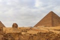 Egyptian Great Sphinx and pyramids of Giza in Cairo  Egypt Royalty Free Stock Photo
