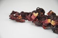 Egyptian hibiscus dry red tea (karkade) aligned pile (line) Royalty Free Stock Photo