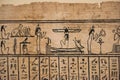 Egyptian hieroglyph`s character`s on papyrus